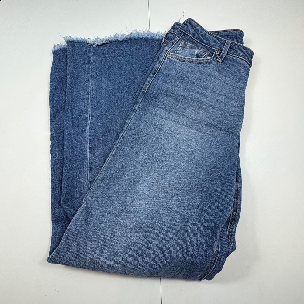 BCBGeneration Womens High Rise Wide Leg Jeans Blue Raw Hem Size 7/28 - Picture 7 of 11